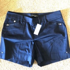 Navy sateen shorts